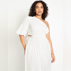 Eloquii White One-Shoulder Midi Dress